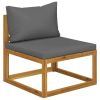 5 Piece Patio Lounge Set with Cushion Solid Acacia Wood