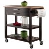 Langdon Kitchen Cart; Drop Leaf; Cappuccino and Natural