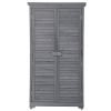 TOPMAX Wooden Garden Shed 3-tier Patio Storage Cabinet Outdoor Organizer Wooden Lockers with Fir Wood (Gray Wood Color -Shutter Design)