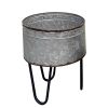 Galvanized Sheet Planter Tubs, Iron Powder Coated Hairpin Legs, Set of 3, Gray, Black