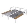 TOPMAX Modern Outdoor Daybed Patio Metal Daybed with Wood Topped Side Spaces for Drinks, 2 in 1 Padded Chaise Lounges for Poolside, Balcony, Deck, Bei