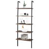 Industrial Wall Mounted Bookcase 5-Tier Open Ladder Shelf Bookshelf with Metal Frame, 23.6" L x 11.8" W x 70.9" H