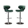 Masaccio Velvet Upholstered Adjustable Swivel Barstool, Set of 2, Green