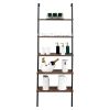 Industrial Wall Mounted Bookcase 5-Tier Open Ladder Shelf Bookshelf with Metal Frame, 23.6" L x 11.8" W x 70.9" H