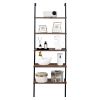 Industrial Wall Mounted Bookcase 5-Tier Open Ladder Shelf Bookshelf with Metal Frame, 23.6" L x 11.8" W x 70.9" H