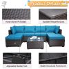 Outdoor Garden Patio Furniture 7-Piece PE Rattan Wicker Cushioned Sofa Sets and Coffee Table, patio furniture set;outdoor couch;outdoor couch patio fu