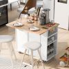 Kitchen Island with Power Outlet,Kitchen Storage Island with Drop Leaf and Rubber Wood,Open Storage and Wine Rack,5 Wheels,with Adjustable Storage for