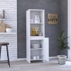 Eiffel Kitchen Pantry; Two External Shelves; Single Door Cabinet; Two Interior Shelves White -White