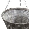 Hanging Flower Baskets 2 pcs Poly Rattan Gray