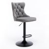 A&A Furniture,Swivel Velvet Barstools Adjusatble Seat Height from 25-33 Inch,17.7 inch base, Modern Upholstered Bar Stools with Backs Comfortable Tuft