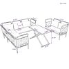 TOPMAX 5-Piece Modern Patio Sectional Sofa Set Outdoor Woven Rope Furniture Set with Glass Table and Cushions, Black+Gray