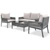 K&K 4-Piece Rope Patio Furniture Set, Outdoor Furniture with Tempered Glass Table, Patio Conversation Set Deep Seating with Thick Cushion for Backyard