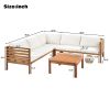 GO Wood Structure Outdoor Sofa Set with beige Cushions Exotic design Water-resistant and UV Protected texture High quality acacia wood Strong Metal Ac