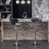 Masaccio Velvet Upholstered Adjustable Swivel Barstool, Set of 2, Gray