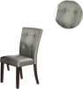 Modern Parson Chairs Silver Faux Leather Tufted Set of 2 Side Chairs Dining Seatings