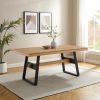 Modern Industrial Metal and Wood Large Dining Table ‚Äì Light Oak