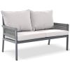 K&K 4-Piece Rope Patio Furniture Set, Outdoor Furniture with Tempered Glass Table, Patio Conversation Set Deep Seating with Thick Cushion for Backyard