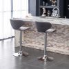 Masaccio Velvet Upholstered Adjustable Swivel Barstool, Set of 2, Gray