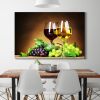 Framed Canvas Wall Art Decor Painting, Wine Glasses and Grape Fruits on Table Painting Decoration For Restaurant, Kitchen, Dining Room, Office Living