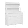 TOPMAX 65inch Garden Potting Bench Table, Fir Wood Workstation with Storage Shelf, Drawer and Cabinet, White