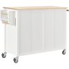 Kitchen Island Cart with Solid Wood Top and Locking Wheels,54.3 Inch Width,4 Door Cabinet and Two Drawers,Spice Rack, Towel Rack (White)