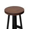 Rustic Distressed Solid Wood Round Dining Stool ‚Äì Mahogany