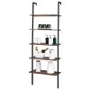 Industrial Wall Mounted Bookcase 5-Tier Open Ladder Shelf Bookshelf with Metal Frame, 23.6" L x 11.8" W x 70.9" H