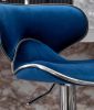 Masaccio Velvet Upholstered Adjustable Swivel Barstool, Set of 2, Blue