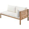 GO Wood Structure Outdoor Sofa Set with beige Cushions Exotic design Water-resistant and UV Protected texture High quality acacia wood Strong Metal Ac