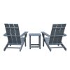 3Pcs Outdoor Adirondack Chairs,Patio Lawn Chairs with Side Table,for Deck Garden Backyard Balcony,Dark Grey