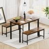 Dining Table Set, Bar Table with 2 Dining Benches, Kitchen Table Counter with Chairs, Industrial for Kitchen Breakfast Table, Living Room, Party Room,