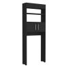 Madrid Over The Toilet Cabinet; Double Door; Two Shelves -Black