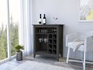 Bar Cabinet Castle, One Open Shelf, Six Wine Cubbies, Carbon Espresso Finish