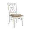 Modern Style White and Oak Finish Side Chairs 2pc Set Fabric Upholstered Seat Charming Traditional Dining Kitchen Furniture