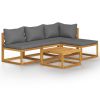 5 Piece Patio Lounge Set with Cushion Solid Acacia Wood