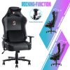 Big and Tall Gaming Chair 400lbs Gaming Chair with Massage Lumbar Pillow, Headrest, 3D Armrest, Metal Base, PU Leather