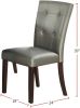 Modern Parson Chairs Silver Faux Leather Tufted Set of 2 Side Chairs Dining Seatings