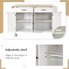 Kitchen Island Cart with Solid Wood Top and Locking Wheels,54.3 Inch Width,4 Door Cabinet and Two Drawers,Spice Rack, Towel Rack (White)