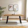 Modern Industrial Metal and Wood Large Dining Table ‚Äì Light Oak