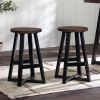 Rustic Distressed Solid Wood Round Dining Stool ‚Äì Mahogany