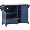 Kitchen Island Cart with Storage Cabinet and Two Locking Wheels,Solid wood desktop,Microwave cabinet,Floor Standing Buffet Server Sideboard for Kitche