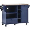 Kitchen Island Cart with Storage Cabinet and Two Locking Wheels,Solid wood desktop,Microwave cabinet,Floor Standing Buffet Server Sideboard for Kitche