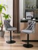 A&A Furniture,Swivel Velvet Barstools Adjusatble Seat Height from 25-33 Inch,17.7 inch base, Modern Upholstered Bar Stools with Backs Comfortable Tuft