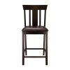 Black PU Upholstered Set of 2 Counter Height Chairs Espresso Finish Wooden Furniture Kitchen Dining Breakfast Chairs