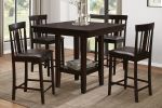 Black PU Upholstered Set of 2 Counter Height Chairs Espresso Finish Wooden Furniture Kitchen Dining Breakfast Chairs