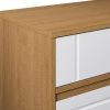 Contemporary Detailed-Door Sideboard with Open Storage ‚Äì Coastal Oak / Solid White