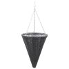 Hanging Flower Baskets 2 pcs Poly Rattan Black