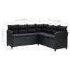 6 Piece Patio Lounge Set with Cushions Poly Rattan Black