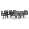 9 Piece Patio Dining Set Poly Rattan Gray