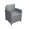 6-Piece Outdoor Rattan Wicker Set Patio Garden Backyard Sofa; Chair; Stools and Table(Gray Rattan+Gray Cushion)